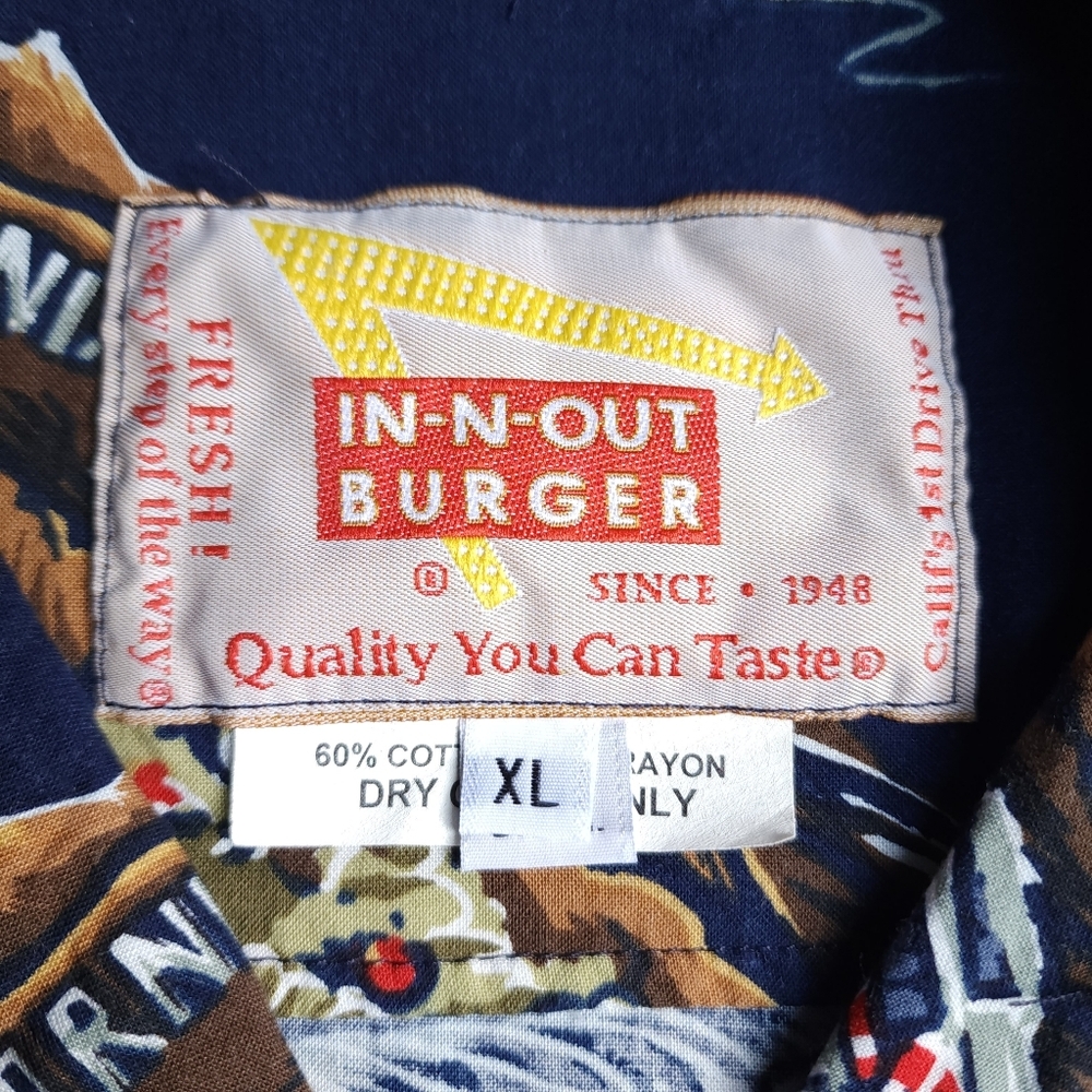 Vintage IN-N-OUT Burger Mens XL Hawaiian Button Up Short Sleeve Shirt Americana - Picture 4 of 8